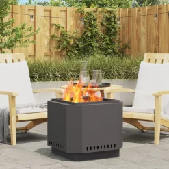 VIDAXL - Foyer sans fumée noir 58x58x51 cm acier