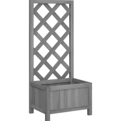 VIDAXL - Jardinière avec treillis gris bois massif de sapin