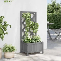 VIDAXL - Jardinière avec treillis gris bois massif de sapin