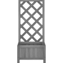 VIDAXL - Jardinière avec treillis gris bois massif de sapin