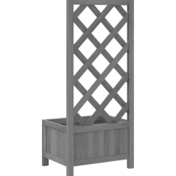 VIDAXL - Jardinière avec treillis gris bois massif de sapin
