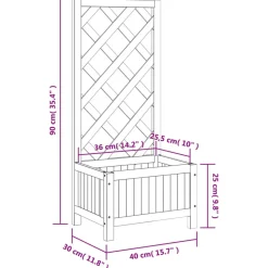 VIDAXL - Jardinière avec treillis gris bois massif de sapin