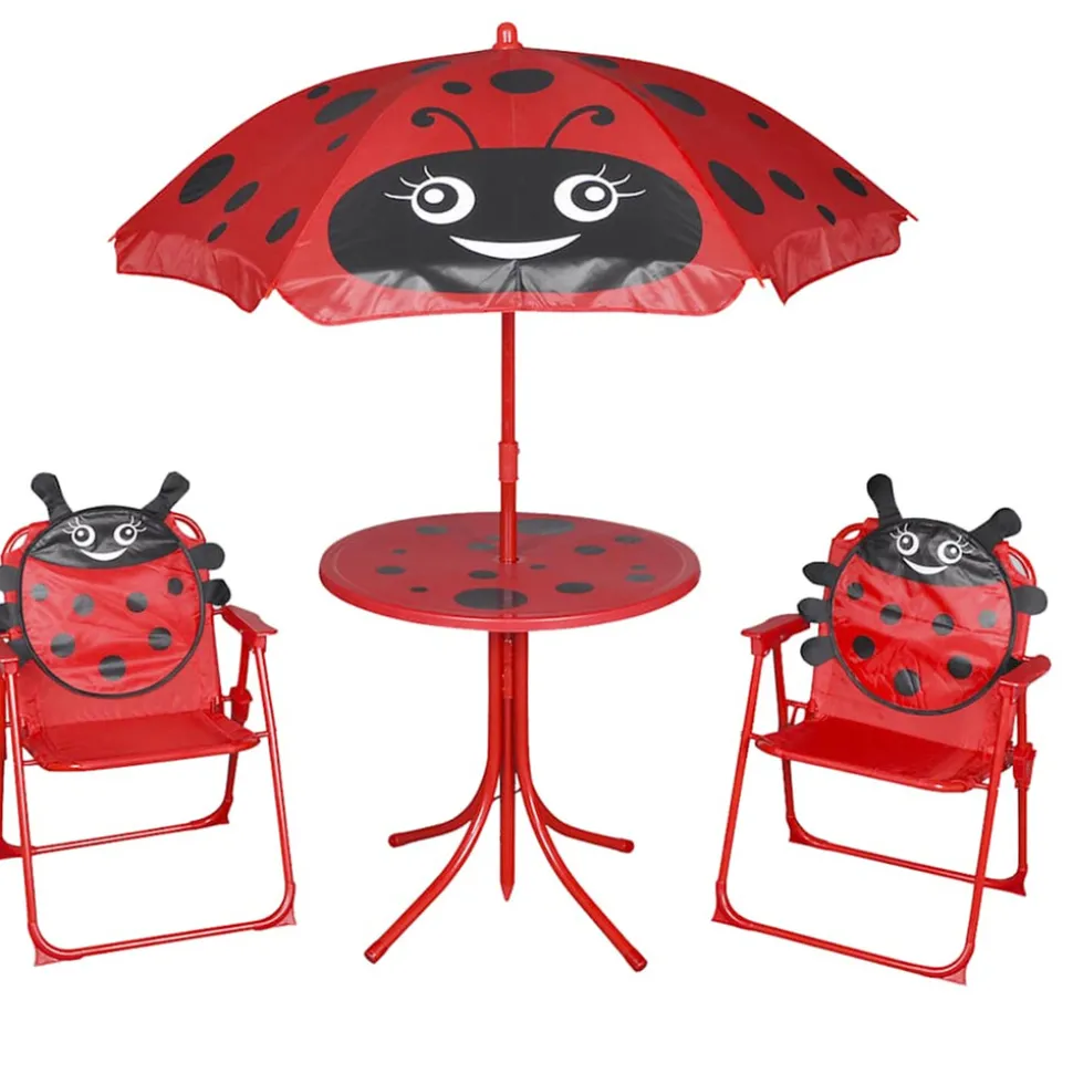 VIDAXL - Jeu de bistro avec parasol pour enfants 3 pcs rouge