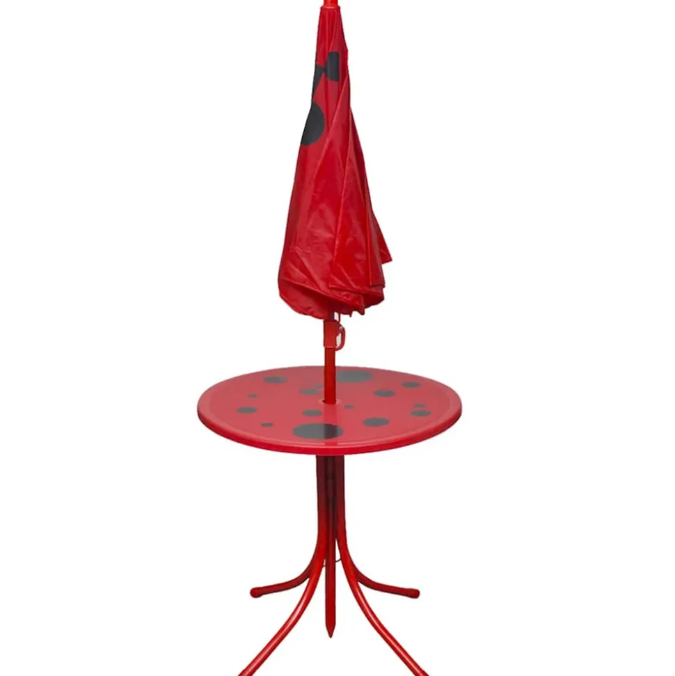 VIDAXL - Jeu de bistro avec parasol pour enfants 3 pcs rouge