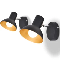 VIDAXL - Lampe murale 2 pcs pour 2 ampoules e27 noir et doré