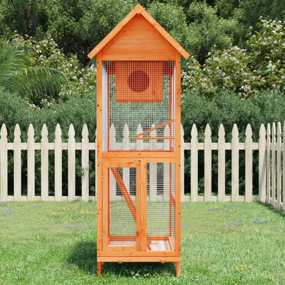 VIDAXL - Maison à oiseaux marron 60x58,5x160 cm bois massif de pin