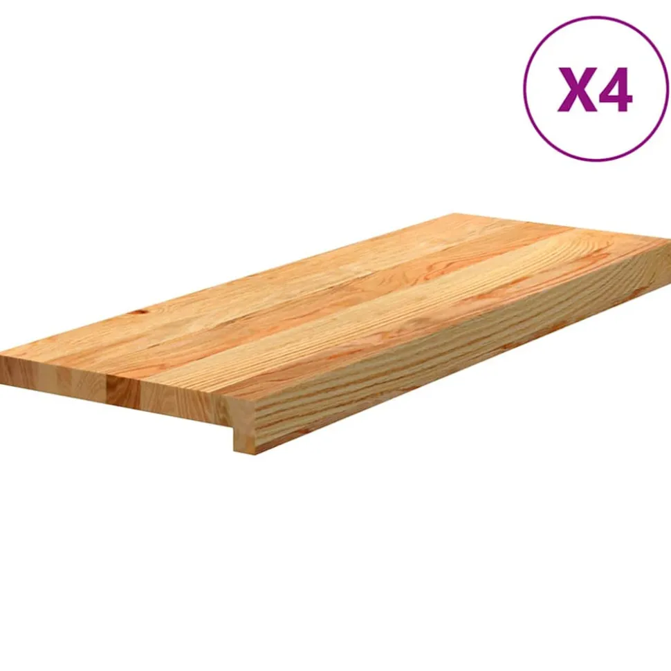 VIDAXL - Marches d'escalier 4 pcs marron clair 70x30x2 cm chêne massif