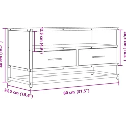 VIDAXL - Meuble tv chêne marron 80x34,5x40 cm bois d'ingénierie et métal