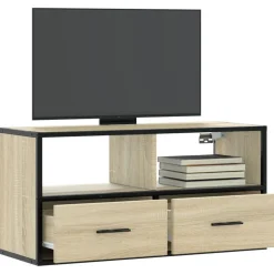 VIDAXL - Meuble tv chêne sonoma 80x31x39,5 cm bois d'ingénierie et métal