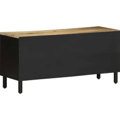 VIDAXL - Meuble tv noir 100x33,5x46 cm bois massif manguier brut