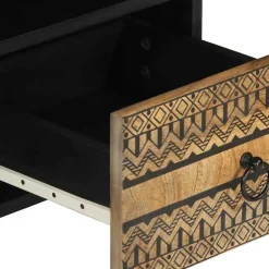 VIDAXL - Meuble tv noir 100x33,5x46 cm bois massif manguier brut