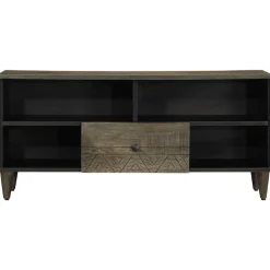 VIDAXL - Meuble tv noir 100x33x46 cm bois massif de manguier