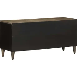 VIDAXL - Meuble tv noir 100x33x46 cm bois massif de manguier