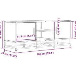 VIDAXL - Meuble tv sonoma gris 100x35x41 cm bois d'ingénierie et métal