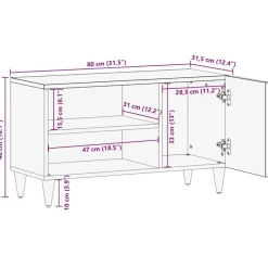 VIDAXL - Meuble tv 80x31,5x46 cm bois massif de manguier