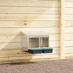 VIDAXL - Nichoir à poules 2 compartiments, fixation murale, acier galvanisé