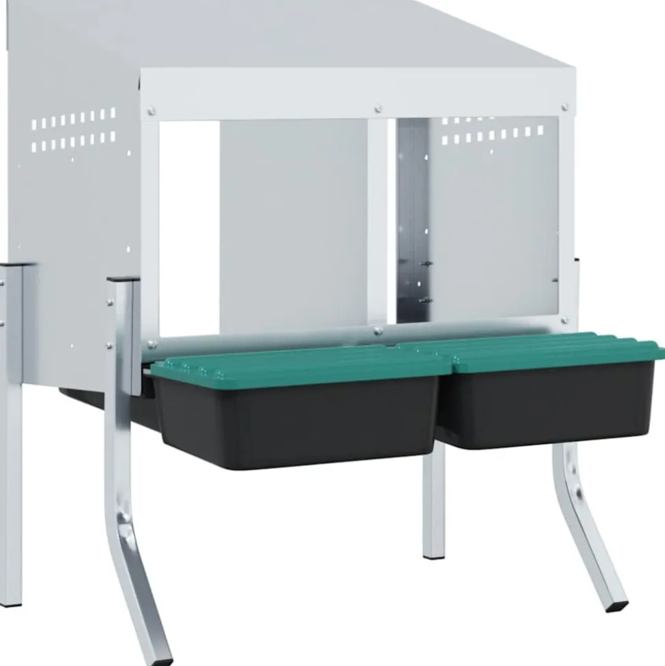 VIDAXL - Nichoir à poules2 compartiments avec pieds en acier galvanisé