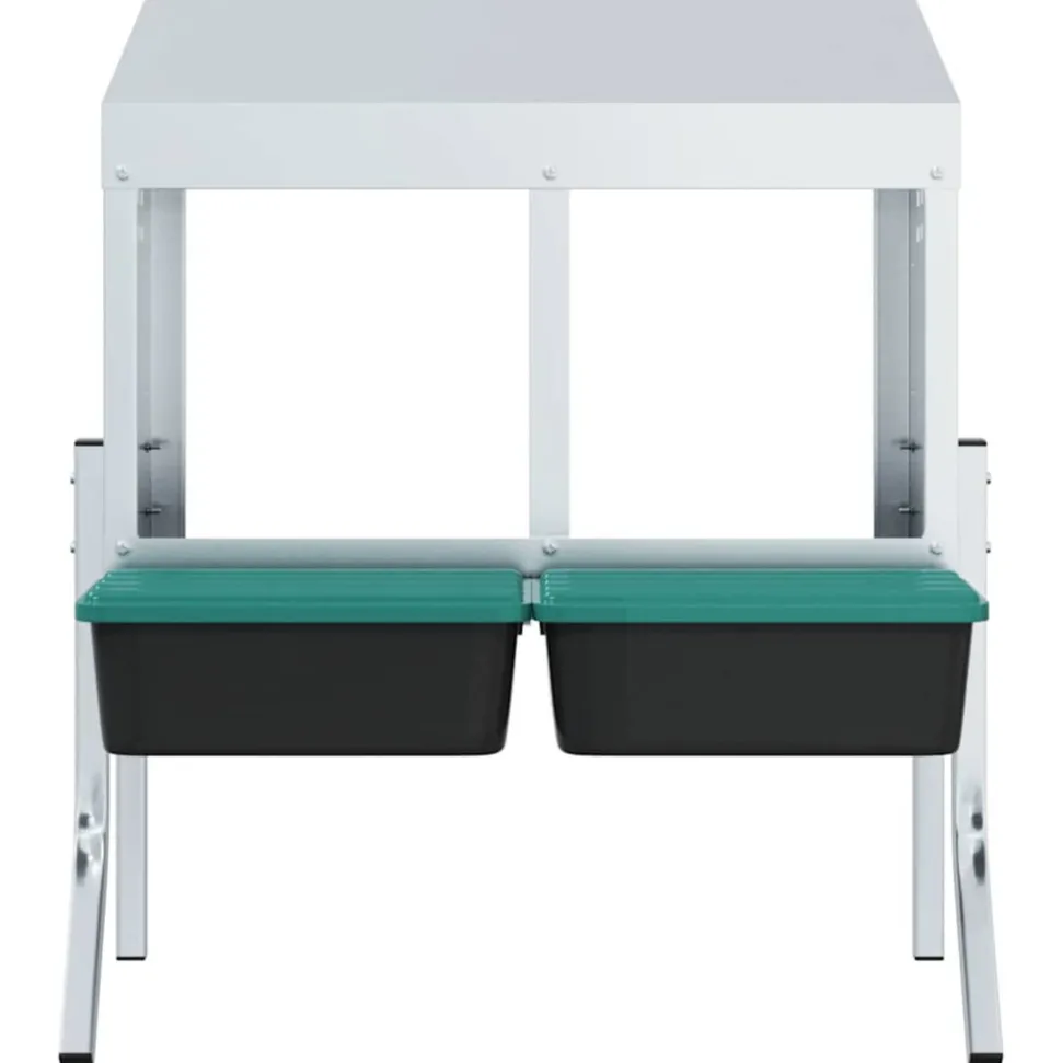 VIDAXL - Nichoir à poules2 compartiments avec pieds en acier galvanisé