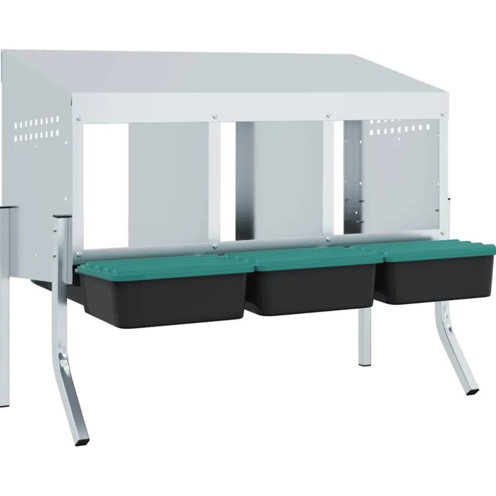 VIDAXL - Nichoir à poules3 compartiments avec pieds en acier galvanisé