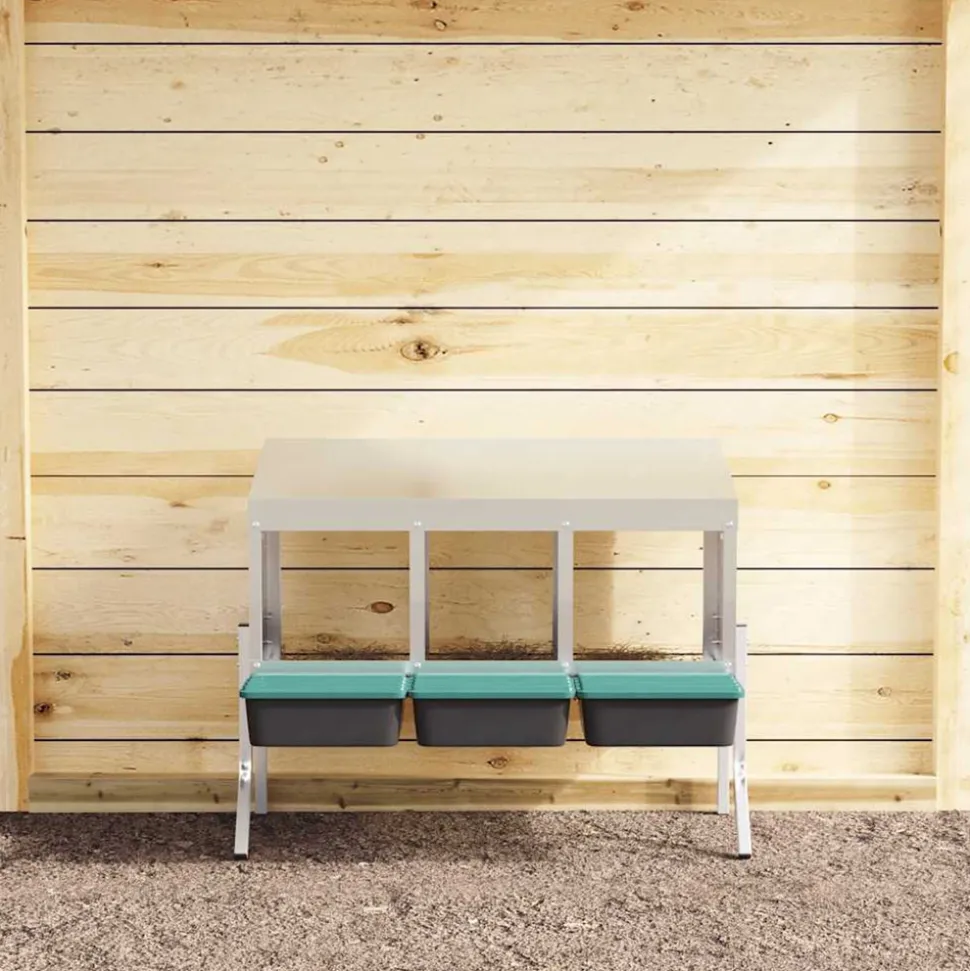 VIDAXL - Nichoir à poules3 compartiments avec pieds en acier galvanisé