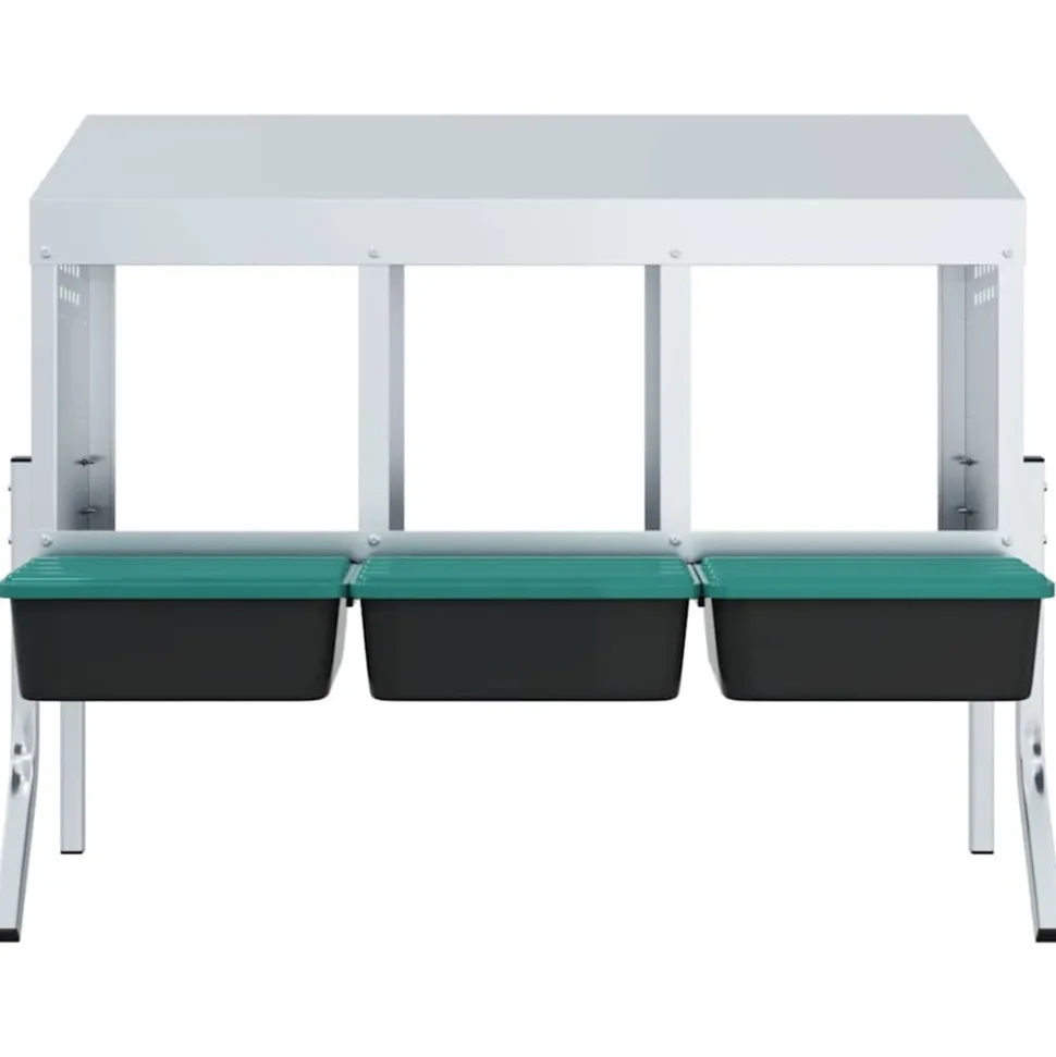 VIDAXL - Nichoir à poules3 compartiments avec pieds en acier galvanisé