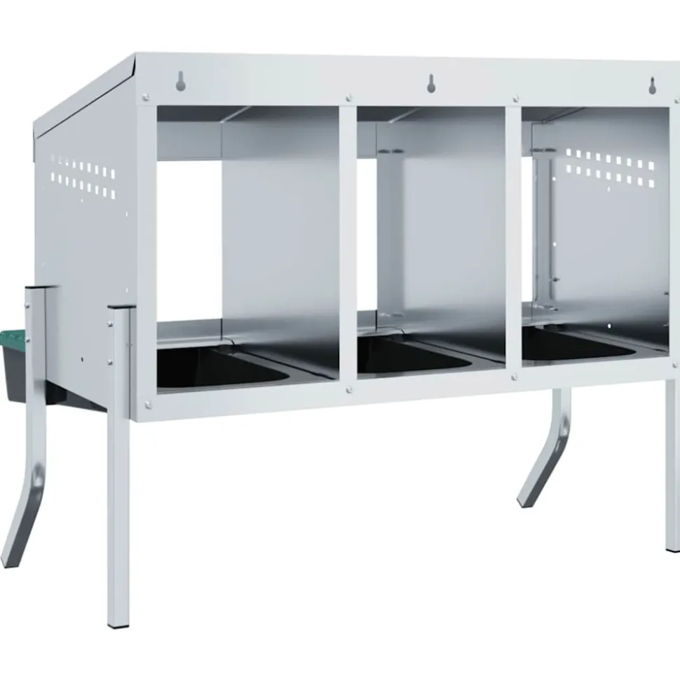 VIDAXL - Nichoir à poules3 compartiments avec pieds en acier galvanisé