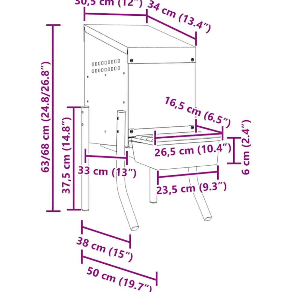 VIDAXL - Nichoir à poules1 compartiment avec pieds en acier galvanisé
