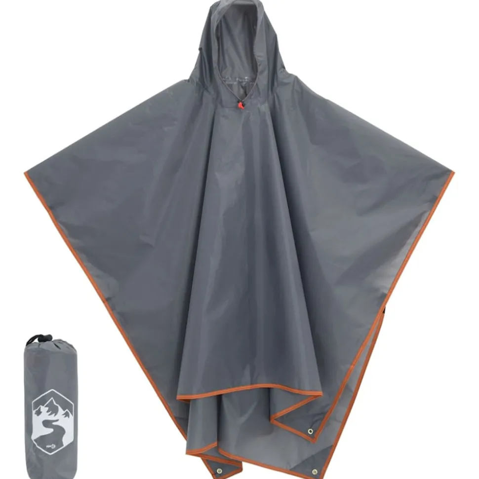 VIDAXL - Poncho de pluie avec capuche design 2 en 1 gris et orange