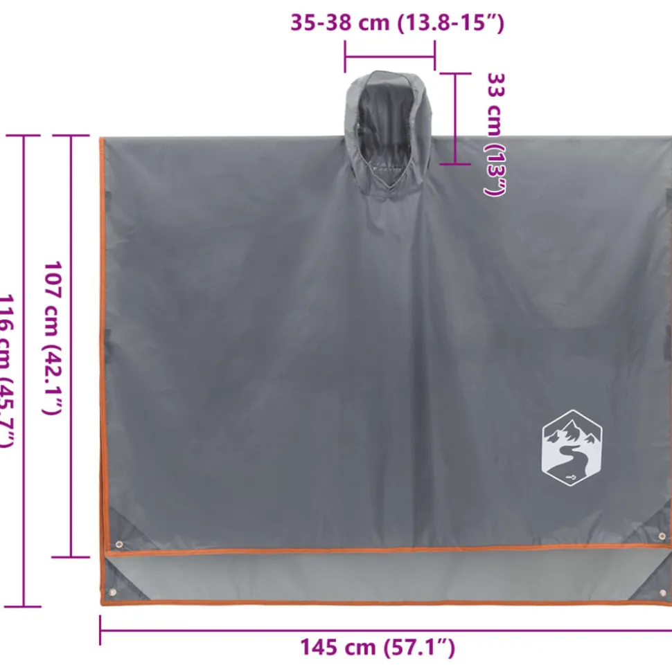 VIDAXL - Poncho de pluie avec capuche design 2 en 1 gris et orange