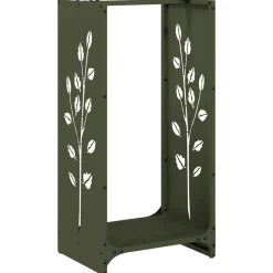 VIDAXL - Portant de bois chauffage vert olive 40x30x80 cm
