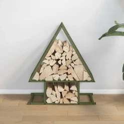 VIDAXL - Portant de bois chauffage vert olive 50x25x60 cm