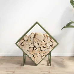 VIDAXL - Portant de bois chauffage vert olive 60x25x60 cm