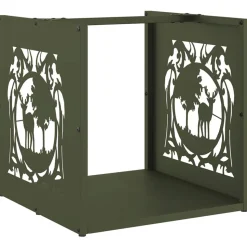 VIDAXL - Portant de bois chauffage vert olive 40x40x40 cm