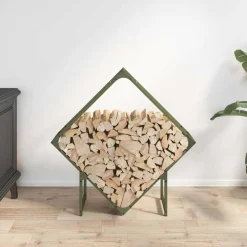 VIDAXL - Portant de bois chauffage vert olive 80x25x80 cm