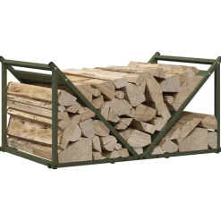 VIDAXL - Portant de bois chauffage vert olive 70x43x34,5 cm