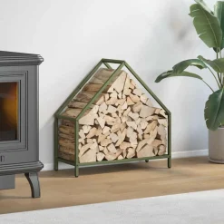 VIDAXL - Portant de bois chauffage vert olive 60x25x60 cm