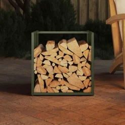 VIDAXL - Portant de bois chauffage vert olive 40x40x40 cm