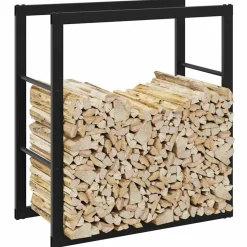 VIDAXL - Portant de bois de chauffage noir 55x30x61 cm acier