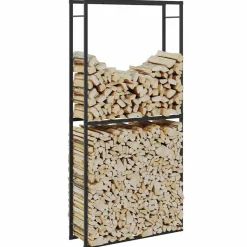 VIDAXL - Portant de bois de chauffage noir 100x30x209 cm acier