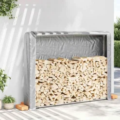 VIDAXL - Portant de bois de chauffage et housse de pluie acier galvanisé