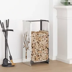 VIDAXL - Portant de bois de chauffage 40x30x80 cm acier inoxydable