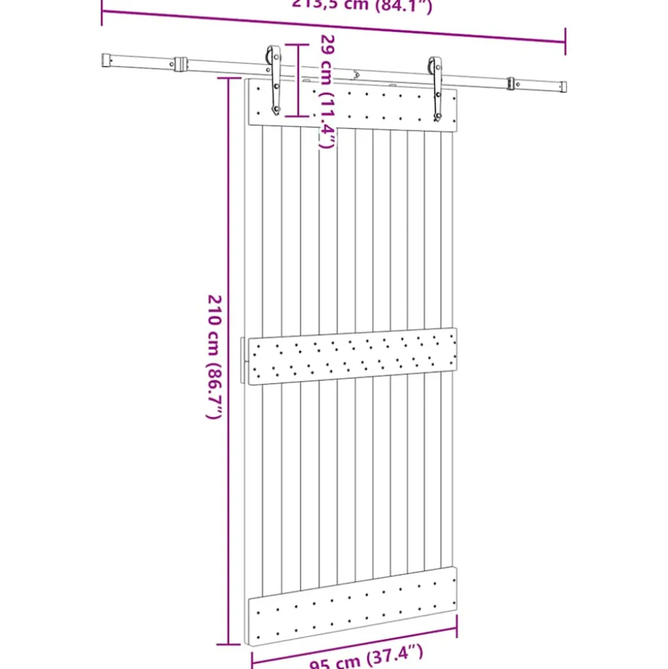VIDAXL - Porte coulissante et kit de quincaillerie 95x210 cm pin massif