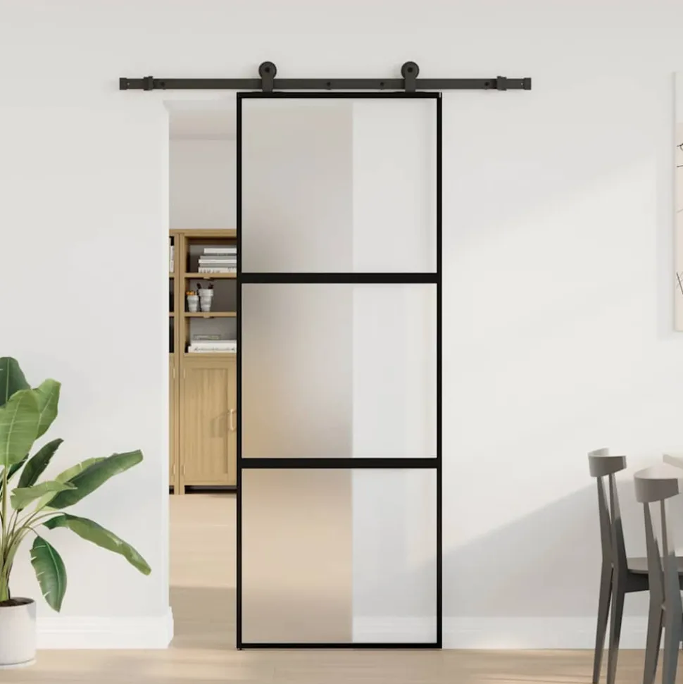 VIDAXL - Porte coulissante kit de quincaillerie trempé verre aluminium