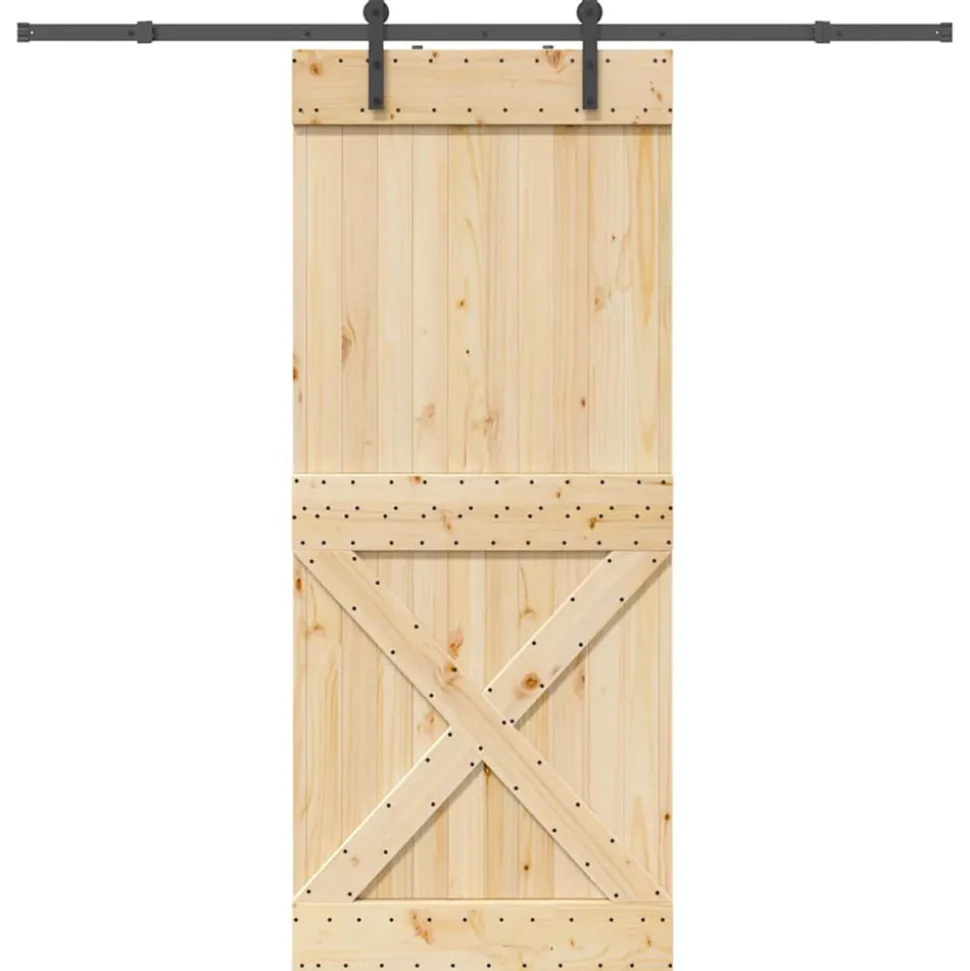 VIDAXL - Porte coulissante et kit de quincaillerie 90x210 cm pin massif