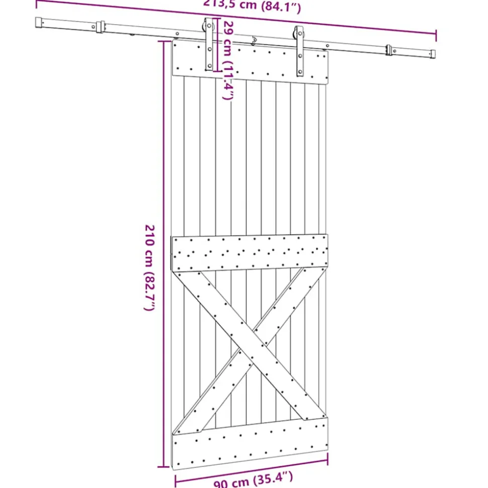 VIDAXL - Porte coulissante et kit de quincaillerie 90x210 cm pin massif