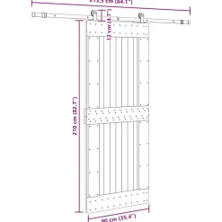 VIDAXL - Porte coulissante et kit de quincaillerie 90x210 cm pin massif