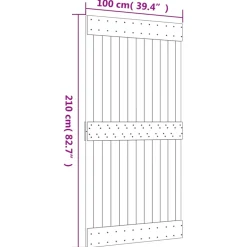 VIDAXL - Porte coulissante et kit de quincaillerie 100x210 cm pin massif