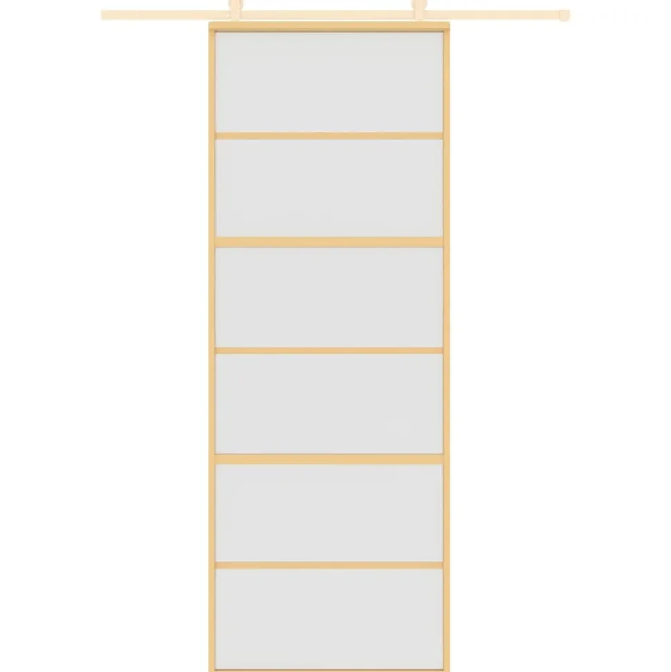 VIDAXL - Porte coulissante doré 76x205 cm verre esg dépoli et aluminium