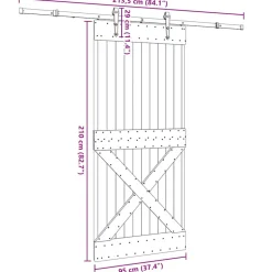 VIDAXL - Porte coulissante et kit de quincaillerie 95x210 cm pin massif