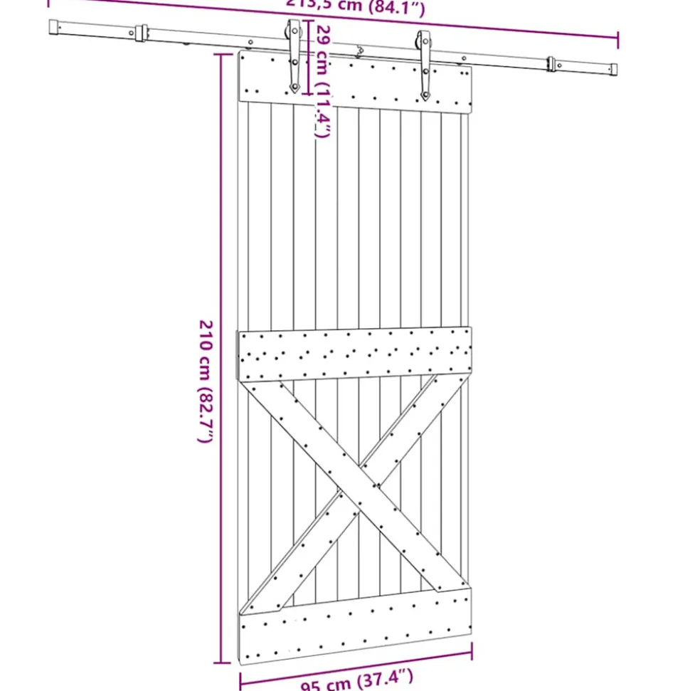 VIDAXL - Porte coulissante et kit de quincaillerie 95x210 cm pin massif